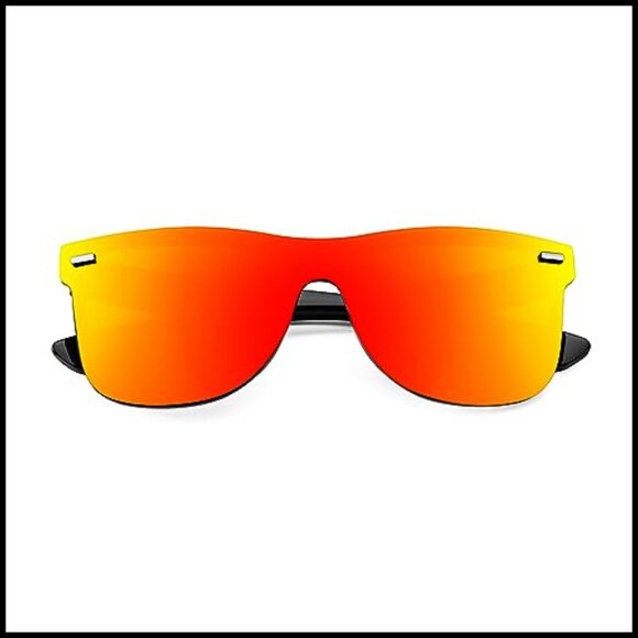 Rimless Mirrored One Piece Lens Sunglasses UV400 Protection
